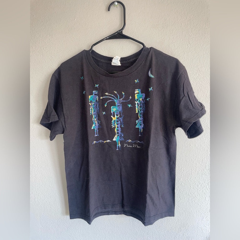 Black Graphic T-Shirt with Colorful Design New Mexico